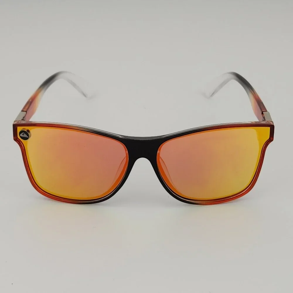 Quiksilver Round Flat Lens Sunglasses Black-Orange Fade Orange Mirror Lens Q27